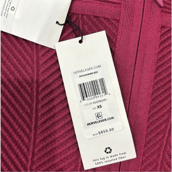 Herve Leger Red Bodycon Mini Dress Spaghetti Strap, XXS - Picture 4 of 13